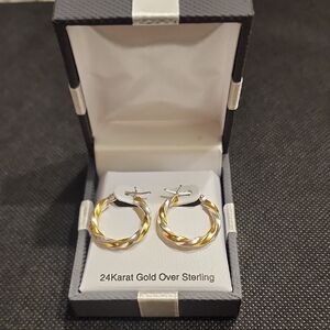NIB Gold Twisted Hoop Earrings